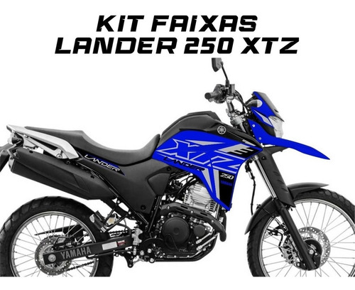 Kit Adesivo Moto Cross Trilha Xtz 250 Lander Fox Azul Lm215