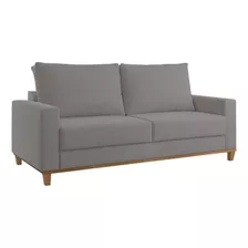 Sillon Sofa 2 Cuerpos En Tela Patas De Madera Living Comedor Color Gris