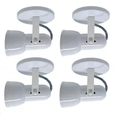 Kit 4 Spot Copinho Pvc Branco P/ Lampada E27 Led Bulbo