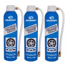 Kit 3 Reparador Selante De Pneu Furado Carro Brandy 300ml