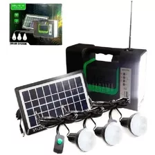 Kit Panel Solar 3 Bombillos Radio Linterna Cargador Celulare