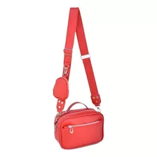 Cartera Bandolera Pm Complementos Cuero Ecológico Bandolera Moderna Diseño Liso De Cuero Sintético Roja Con Correa De Hombro Roja Asas Color Rojo