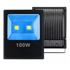 Kit 5 Refletor Led 100w Azul Prova Dagua Luminária Holofote