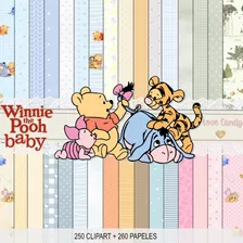 Kit Digital Winnie Pooh Baby Papeles + Clipart