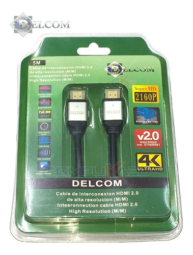 Cable Hdmi 2.0 De 5 Metros Delcom Ultra Hd 4k 3d Audio Video