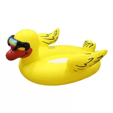 Inflable Gigante Flotador Acuatico Modelo Pato Con Lentes Color Amarillo