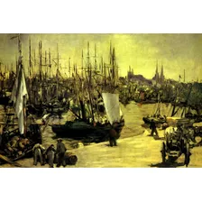 Porto De Bordeaux França Barcos De Manet Em Tela 51cm X 34cm