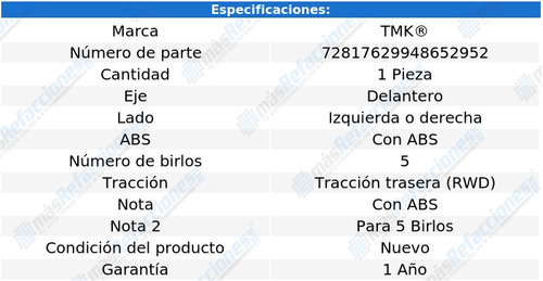 Maza Del Izquierda O Derecha 323i 2.5l 6 Cil 97 Al 01 Tmk Foto 2