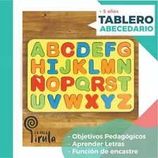 Tablero Abecedario Encastrable De Madera Didáctico Letras