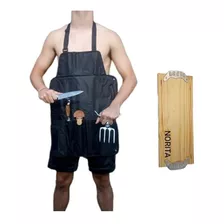 Tabla Madera Personalizada Delantal Parrilla Kit Asador Papa