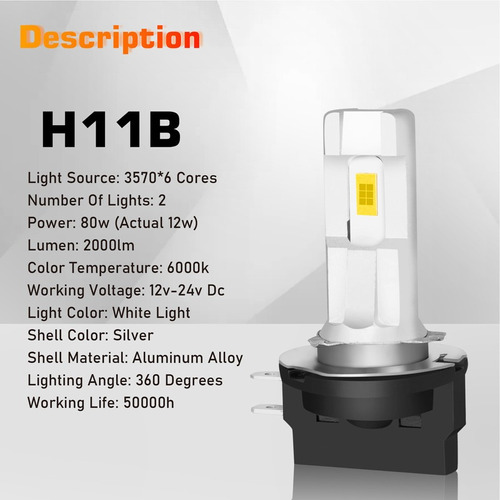 6000k H11b H8b Led Bombillas De Luz Antiniebla Para Kia Foto 2