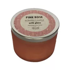 Vela Aromatica Vidrio Tallado Fragancia Rosa Rosada 