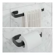 Kit Acessórios Para Banheiro 1 Papel 1 Rosto Stander Preto