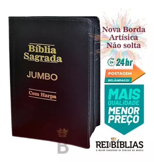 Bíblia Sagrada Letra Jumbo - Ziper Agenda - Preta - C/ Harpa