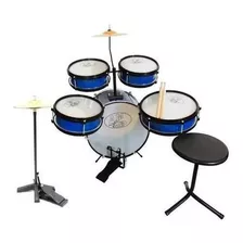 Bateria Criança Infantil Rock Baby Azul Completo + Chimbal