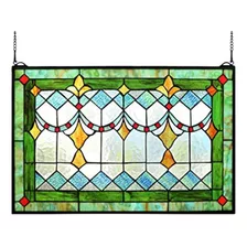 Yogoart Tiffany Style Stained Glass Green Window/wall Panels