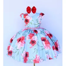 Vestido Infantil Floral Luxo Princesa 4 A 12 Mega Promoção