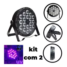 Kit 2 Refletor Canhão Slim Par Led 18x15w Rgbw+uv Dmx Neon