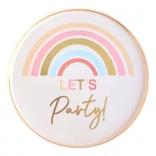 Plato Polipapel Lets Party X10 Arcoiris Fiesta Cumple