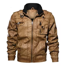 Chaqueta Cuero Pu Hombre Xxl Importada Cafe Claro