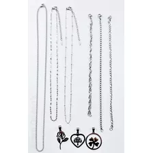 Combo 9 Piezas Cadena Dije Pulsera Acero Quirurgico X Mayor