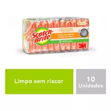 10 Esponja Scotch-brite Não Risca Limpeza Delicada Laranja 