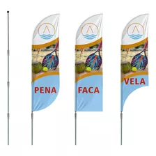 Banner Wind Flag 3mts Altura X 70cm Largura Com Haste