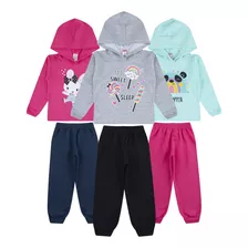 Combo 3 Conjuntos Moletom Inverno Para Meninas 1 A 16 Anos