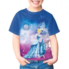 Camiseta Infantil Cinderela Conto De Fada Princesa Sapatinho