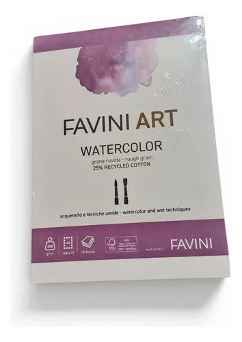 Block Papel A5 Watercolor Favini 300 Grs 20 Hjs Grano Rugoso Blanco Watercolor