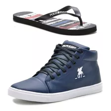 Tênis Masculino Polo Plus Botinha Cano Alto C/ Chinelo 