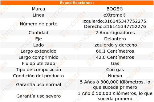 2- Amortiguadores Gas Delanteros Odyssey 99/04 Boge Extreme Foto 2