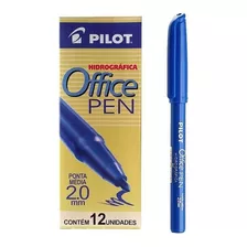 Caneta Hidrográfica Office Pen 2.0 Pilot C/12 Cor Azul