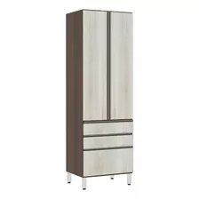 Paneleiro Torre 70cm Jade Nogueira Dourado Com Legno Crema