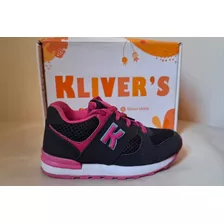 Zapatilla Klivers Infantil Negro / Fucsia N° 25.poco Uso. I