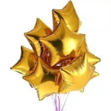 100 Balão Metalizado Estrela Dourado 45cm Decoração Hélio