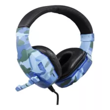 Auriculares Gamer Skyway Camuflado Led Microfono Pc Consola Color Azul