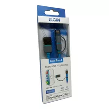 Cabo Para iPhone Micro Usb Elgin 2 Em 1 Flat 10 Cm