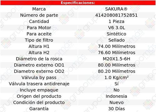 Filtro De Aceite Sinttico Montero Sport V6 3.0l 12/19 Foto 3