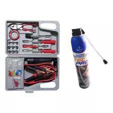 Kit Emergência 32 Peças + Reparo De Pneus Carro Moto Bike