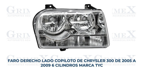 Faro Chrysler 300 6 Cil 2005-05-2006-07-2008-2009-09 Tyc Ore Foto 2
