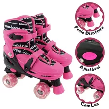 Patins Para Menina Com Luz Ajustavel Tamanho 34 Ao 37