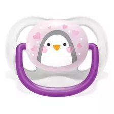 Chupeta Avent Ultra Air 0-6 Meses Menina Pinguim Rosa Lilas