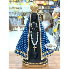 Imagem Nossa Senhora Aparecida 27cm Pérola Azul Strass Linda