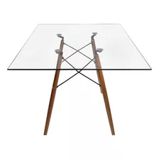 Mesa Jantar 70cm Quadrada Vidro Temperado Base Eiffel Np