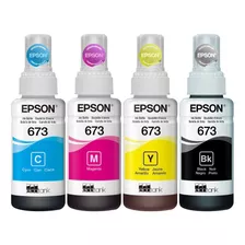 Kit 4 Refis De Tinta Original T673 Epson L800 L805 L810 L850