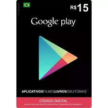 Google Play R$15 Reais - Cartão Presente Digital