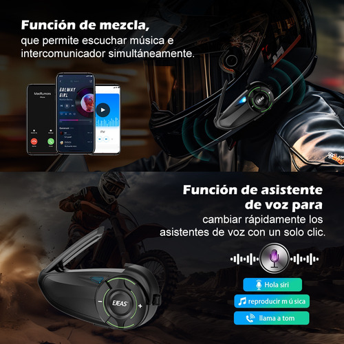 Intercomunicador Audifonos Para Moto Ejeas Q8 Ip67 2pc Bt5.2 Foto 3