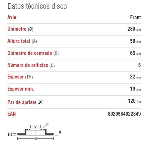 Disco De Frenos Delantero / Jetta, Bora, Beetle, Seat Len Foto 6