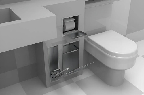 Kit Lixeira Banheiro+ Spt Papel + Porta Escova Embutido Inox Inox